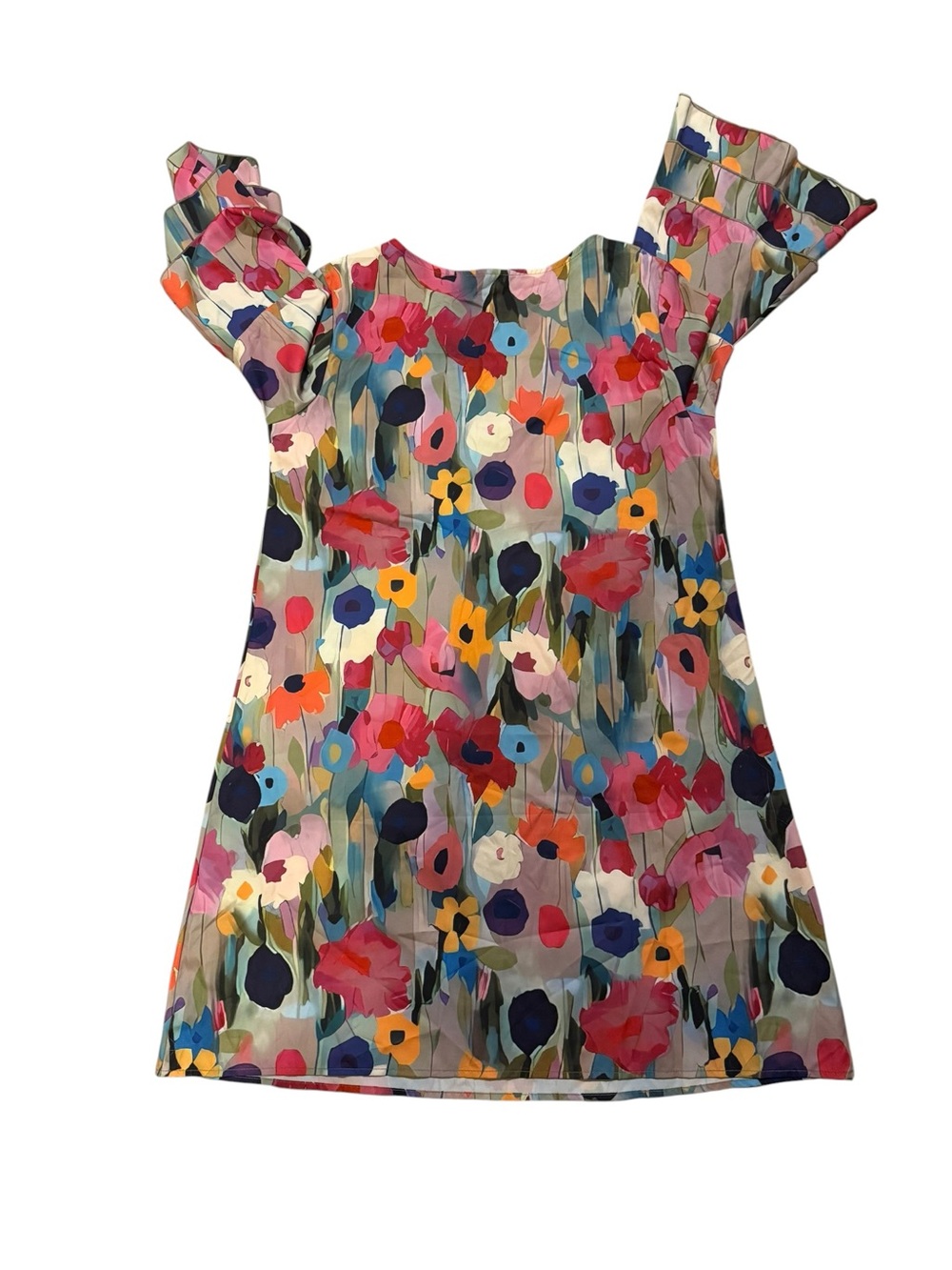 Made With Love Brand Floral Watercolor Midi Dress | Size S | Bell Sleeves | NWT